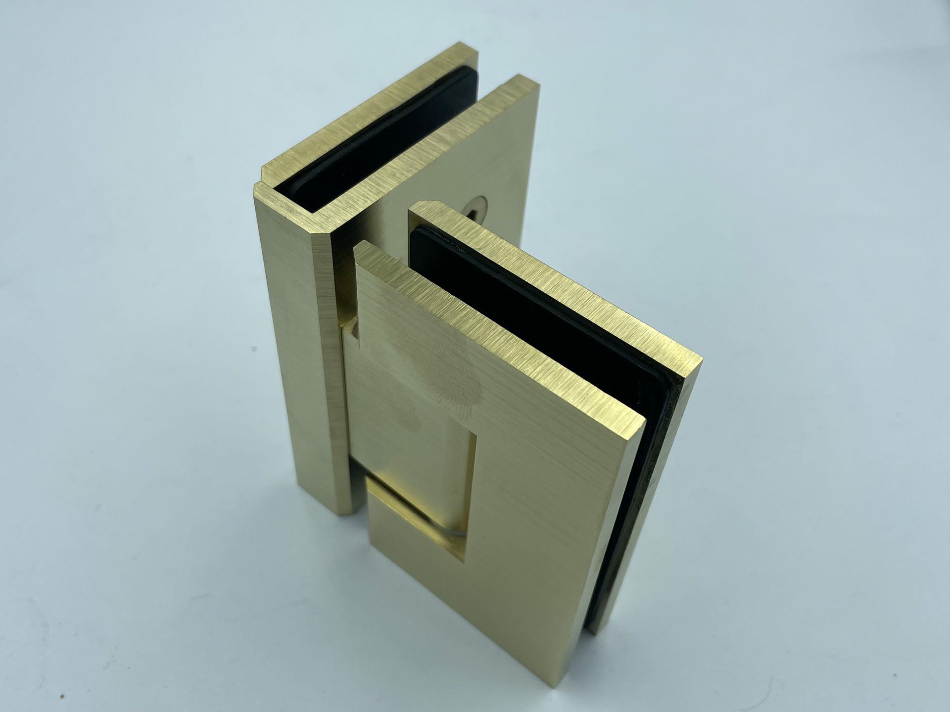 Brushed gold finish 90 degree glass to glass heavy duty hinge