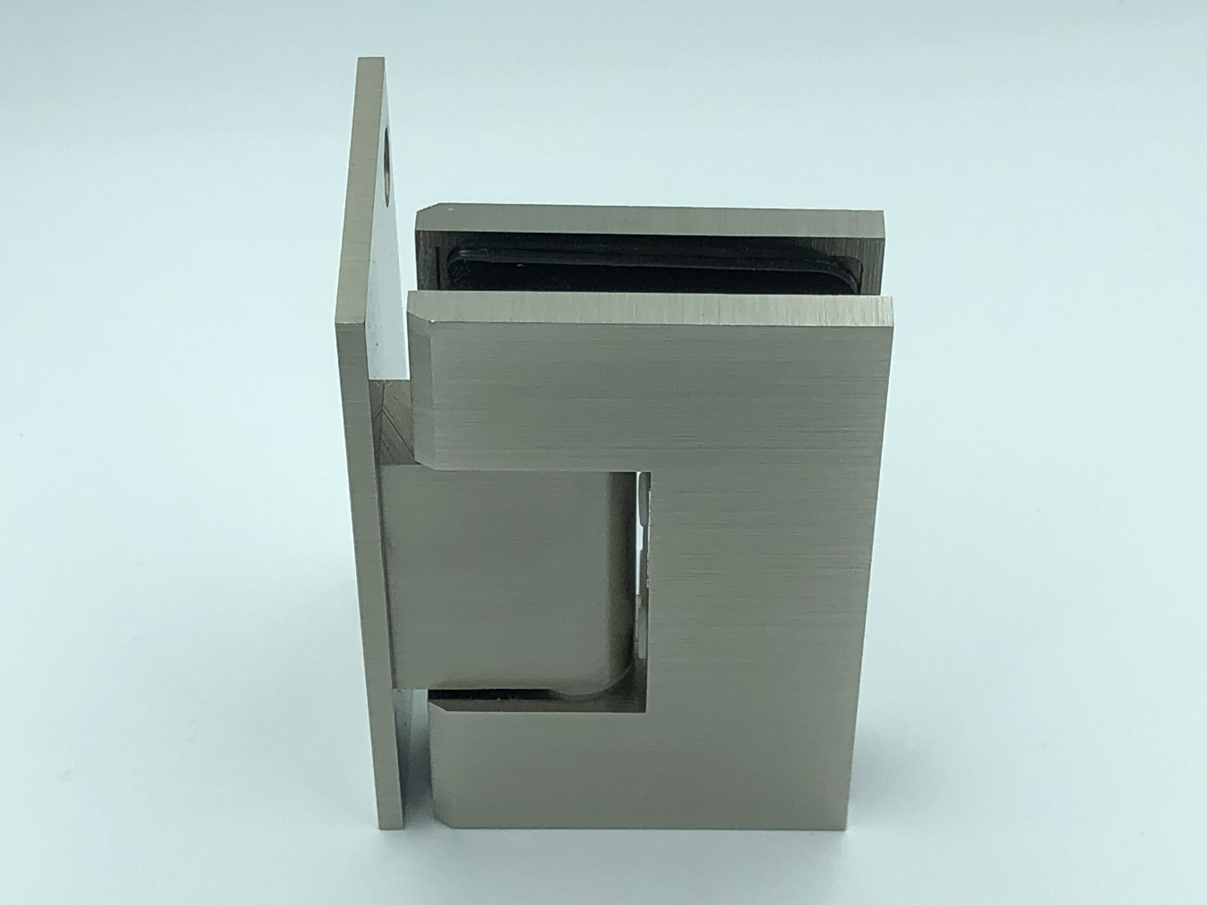 Industrial-style ES1L3 wall fix heavy duty glass shower hinge in brushed nickel for versatile sophistication.