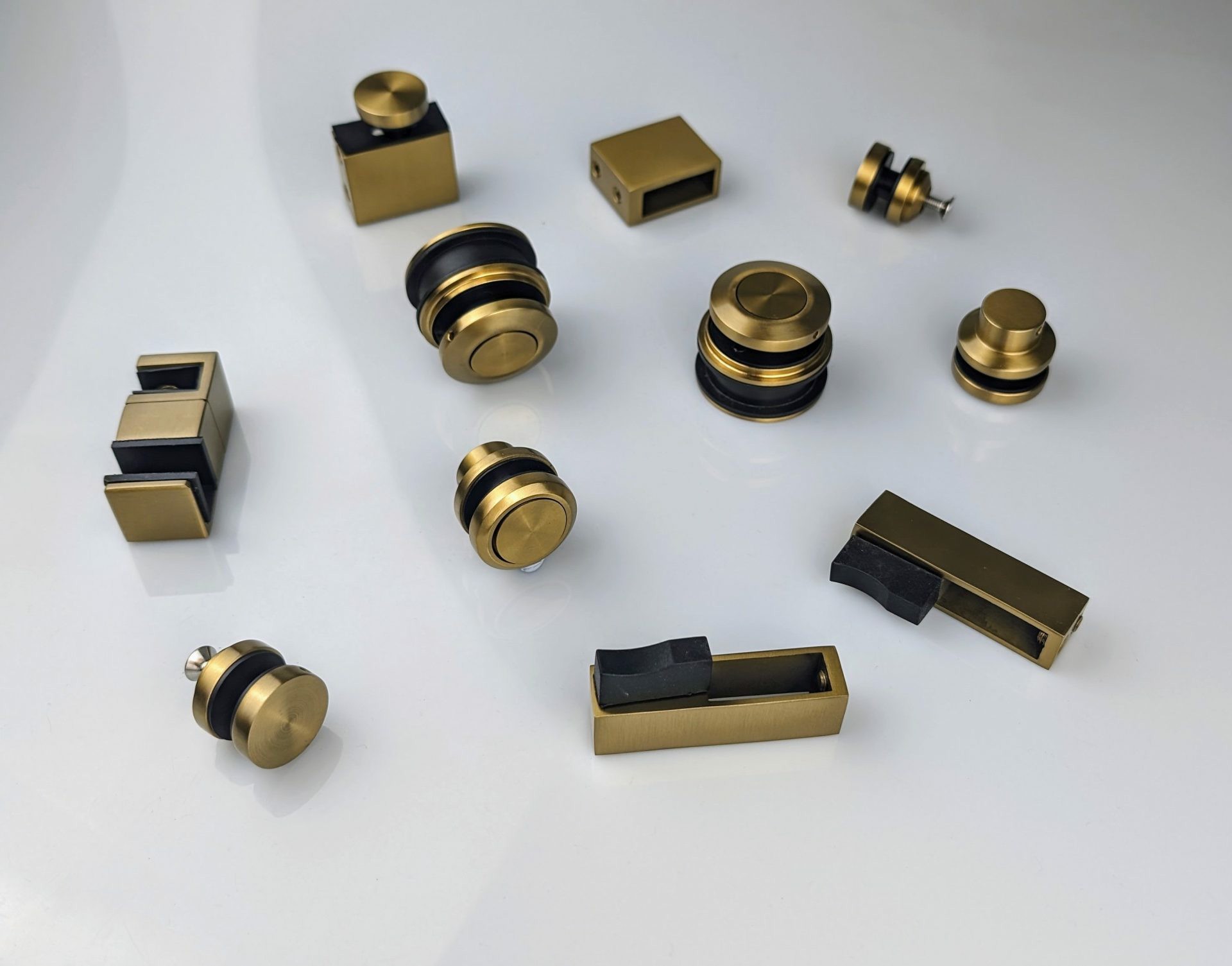 Aquaslide 2000 Frameless Sliding Shower Kit - Brushed Gold