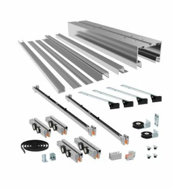 Saheco SV-T Pro X110 Kit with or without 12mm Fixed Glass - x2 Double Softpro 110kg - Ceiling or False Ceiling Mount - 4m - Satin Anodized Aluminium