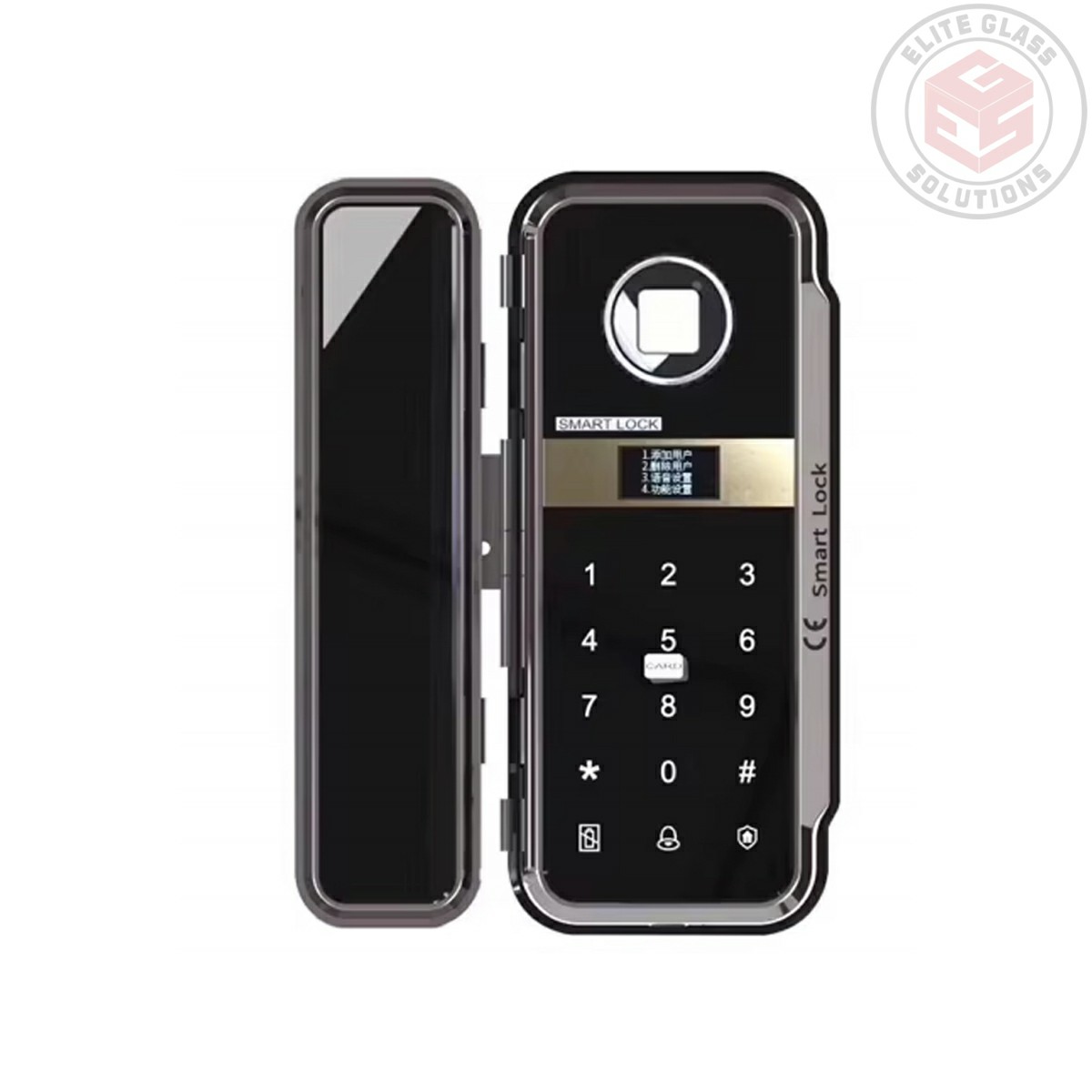 Image of Smart Digital Glass Door Lock - Glass to Glass - Black