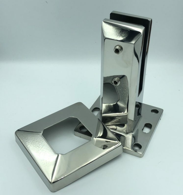 Square non conductive base mount spigot in Polished Stainless Steel