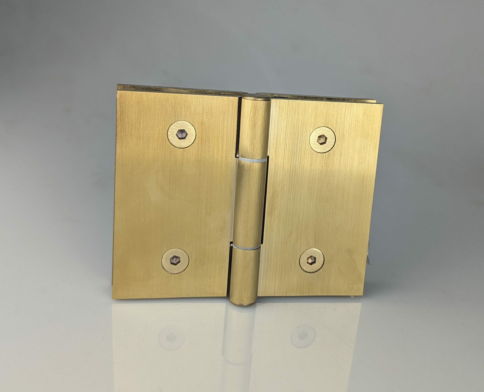Bi fold Shower Door Hinge for glass to glass fixing in Brushed Gold