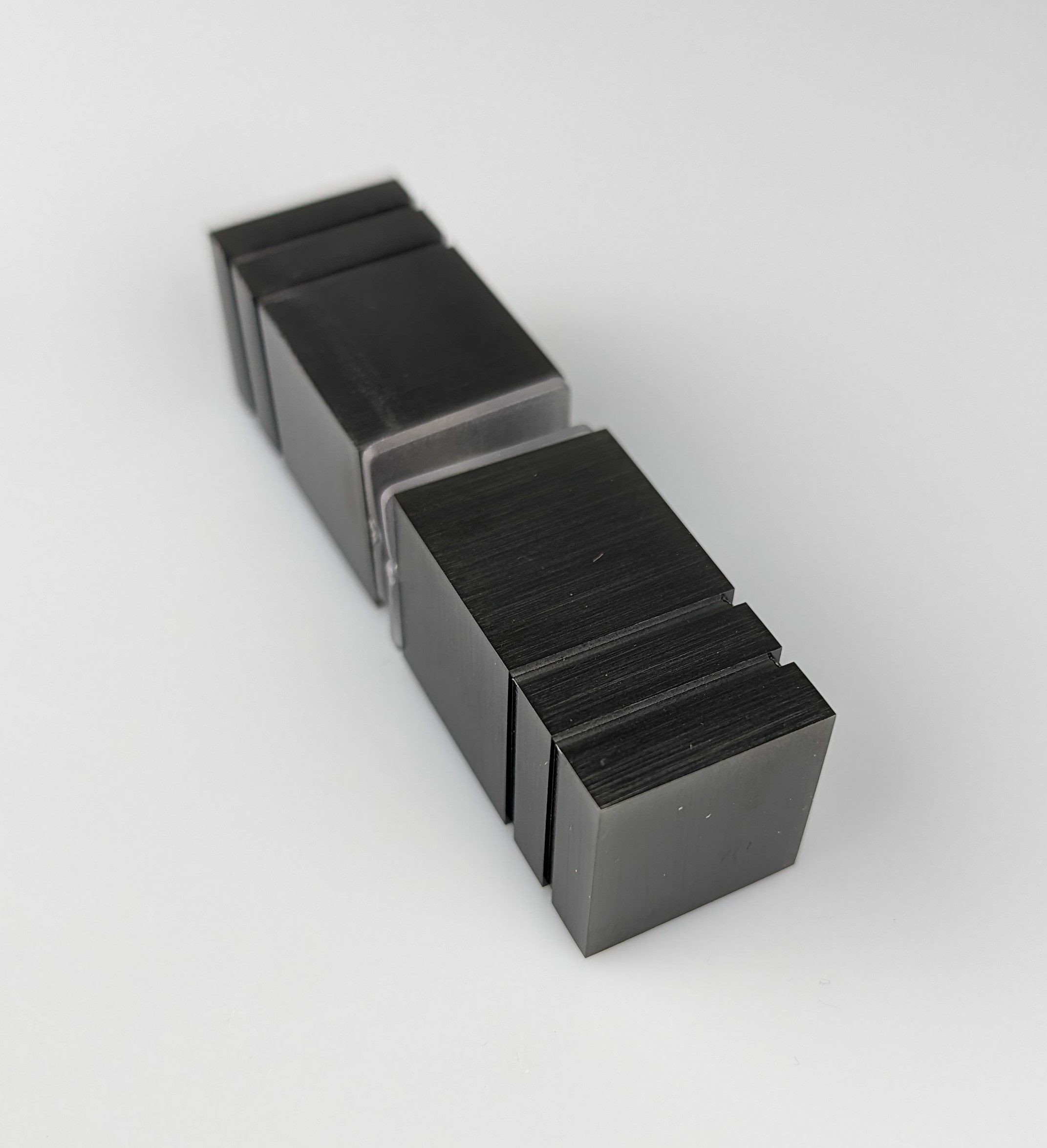 Double Pull Knob - Square - Brushed Gun Black - Elite Glass Solutions